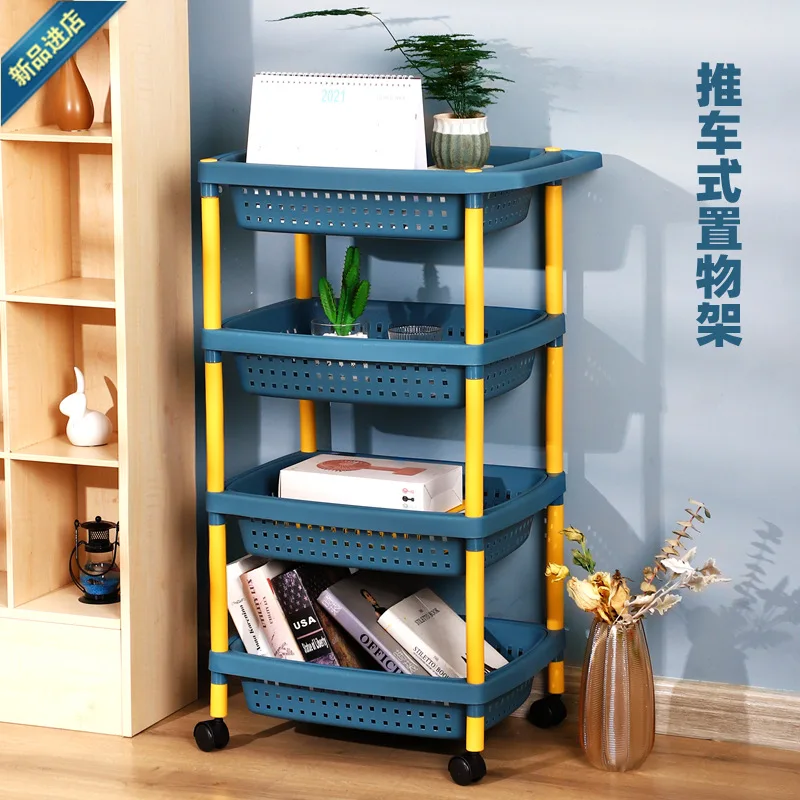 

Living Room Storage Car Portable Simple Kitchen Rack with Wheels Multi-Layer Bathroom Rack Beauty Salon Trolley