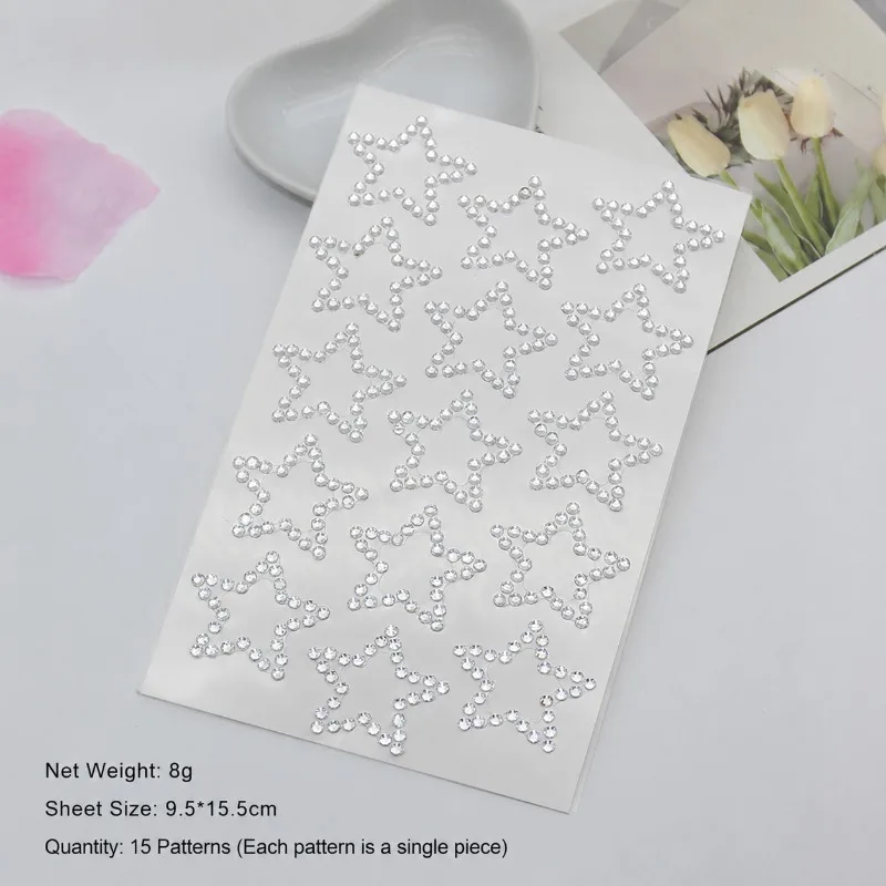 Hollow Five-pointed Star DIY Performance Decor Acrylic Rhinestone Self-adhesive Sticker Shiny Crystal Glitter Ornament
