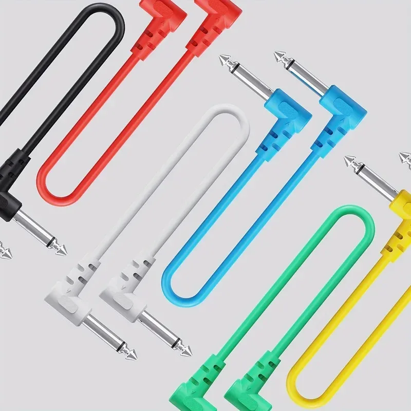 6 Stück Audiokabel für Audio E-Gitarre Bass Musik TS 1/4 Zoll rechtwinkliges Instrumententeile-Zubehör