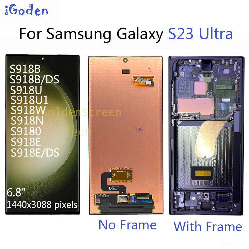 AMOLED 6.8'' For Samsung Galaxy S23 Ultra LCD S918B, S918U Display Screen Touch Panel Digitizer For Samsung S23 Ultra display