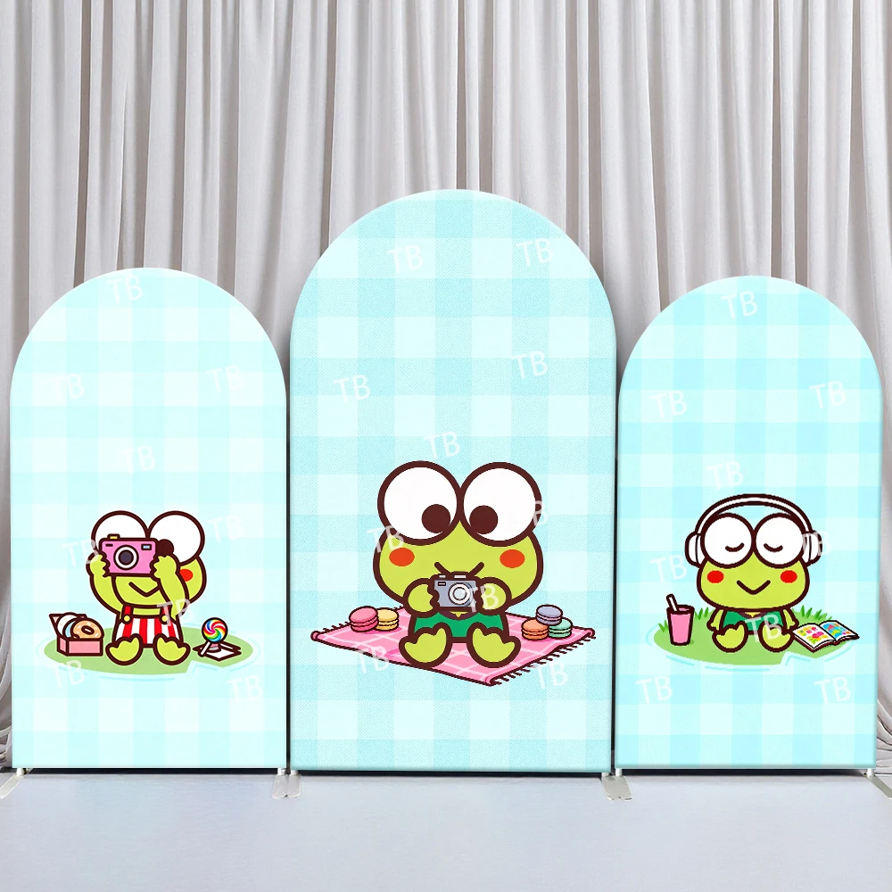 Sanrio Keroppi Picnic Leisure Style Arch Backdrop Cover Cute Festive Scene For Kids Birthday Baby Shower Photo Booth Background