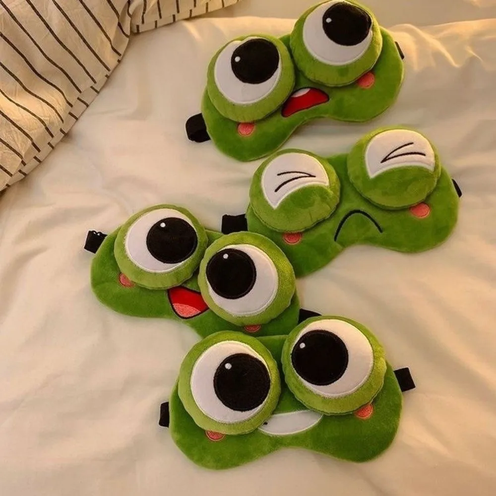 Lovely Cartoon Frog Sleep Eye Mask Skin-friendly Breathable Shading Sleep Mask Green Big Eyes 3D Eye Mask Travel Nap