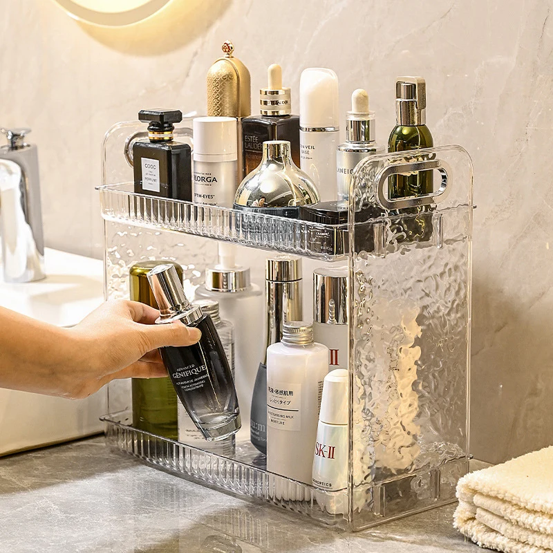 Bathroom Double Layer Washstand Organizer Cosmetics Storage Rack Desktop Skincare Storage Rack Bathroom Skincare Shelf