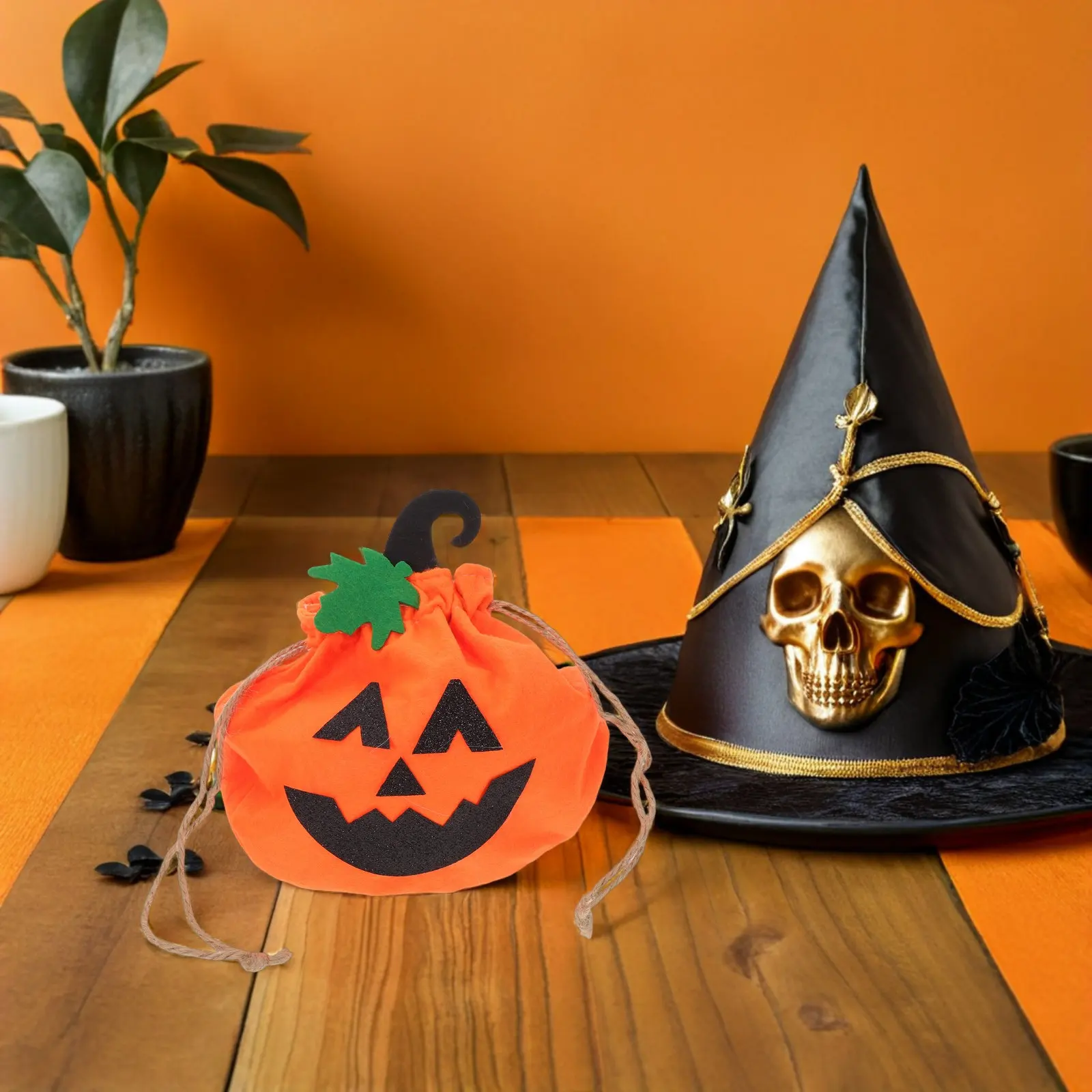6Pcs Halloween Candy Bags Pumpkin Treat Bags for Toddlers Reusable Trick Or Treat Tote Lightweight Pumpkin Shaped Goodie Bag