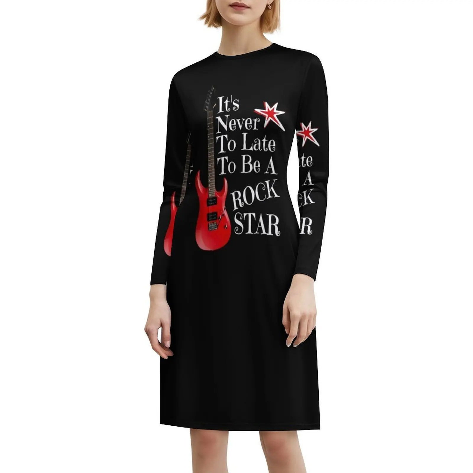 It'S Never To Late To Be A Rock Star!. Cool Retro Bohemian Sleeveless Dress Multi-Print Beach Vacation Party Dress Its Never To