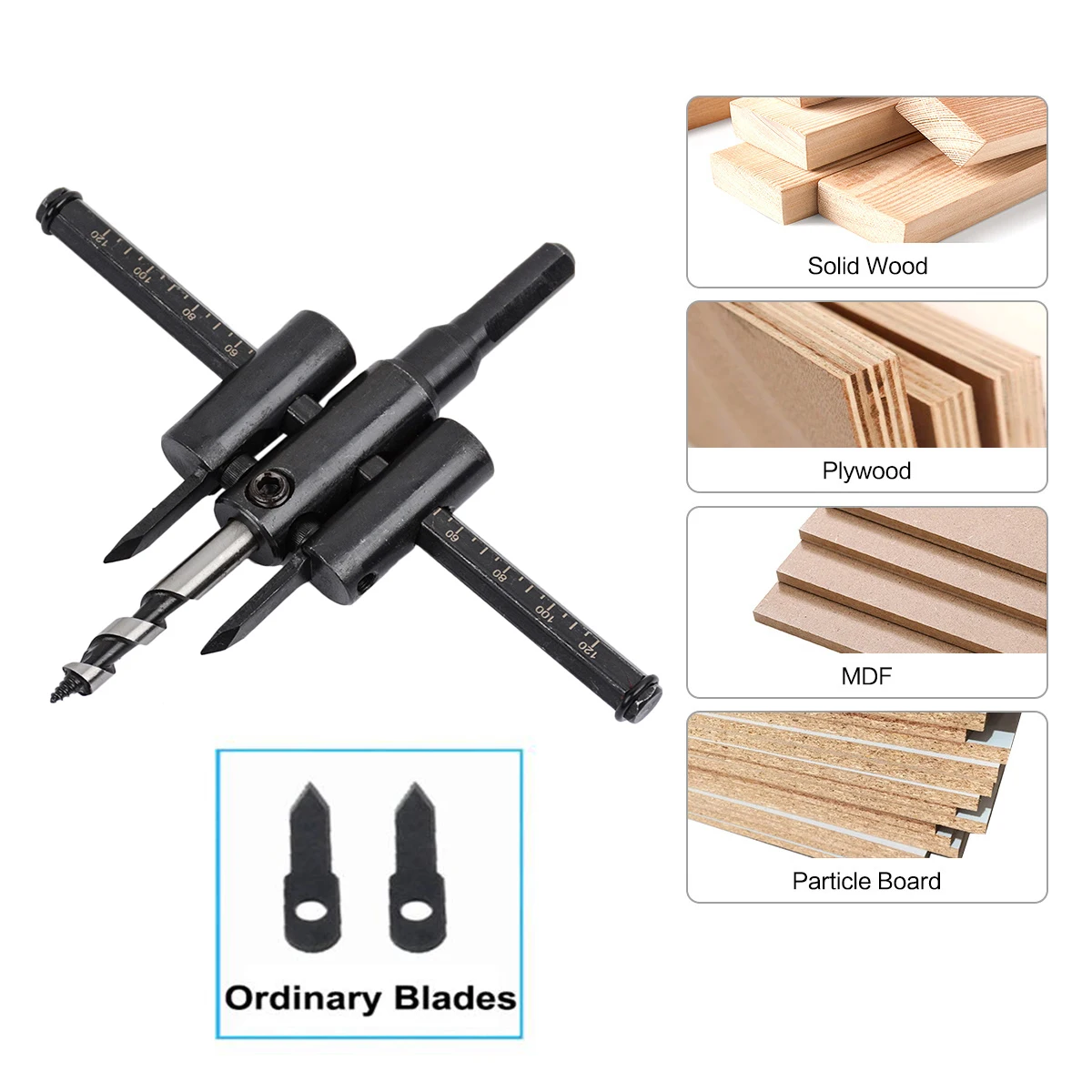 1PC 120/200/300mm Adjustable Hole Opener Branch drill Circle Hole Cutter Circle Hole Saw Aircraft Type Wood Twist Drill Bit Tool