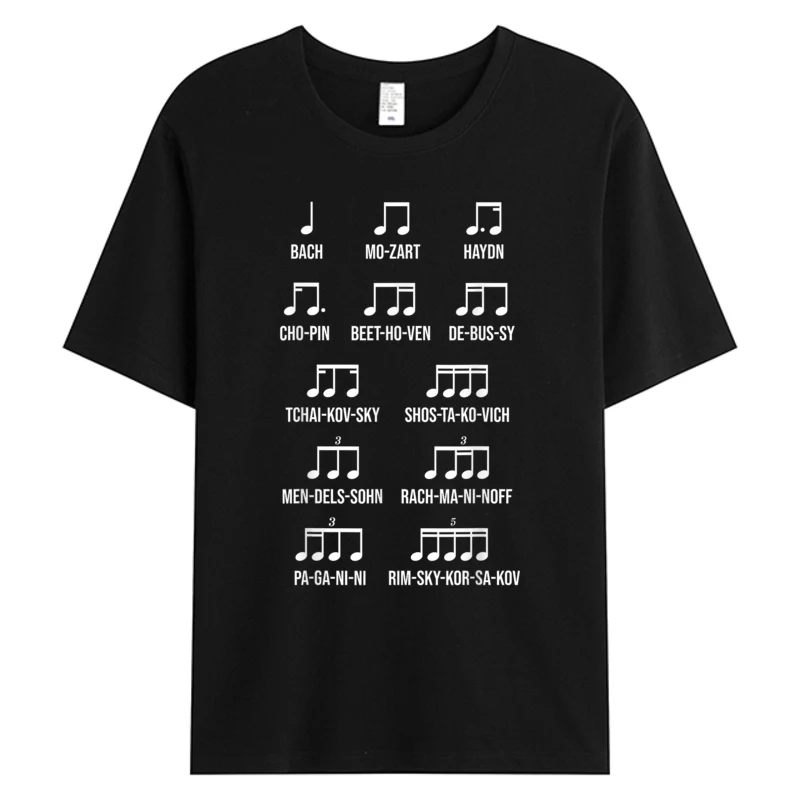 Composer Rhythm Music Gift Bach Mozart Beethoven Chopin Men's Cotton Fabric Slim Fit Hot Tshirts Print T-shirt Dropshipping