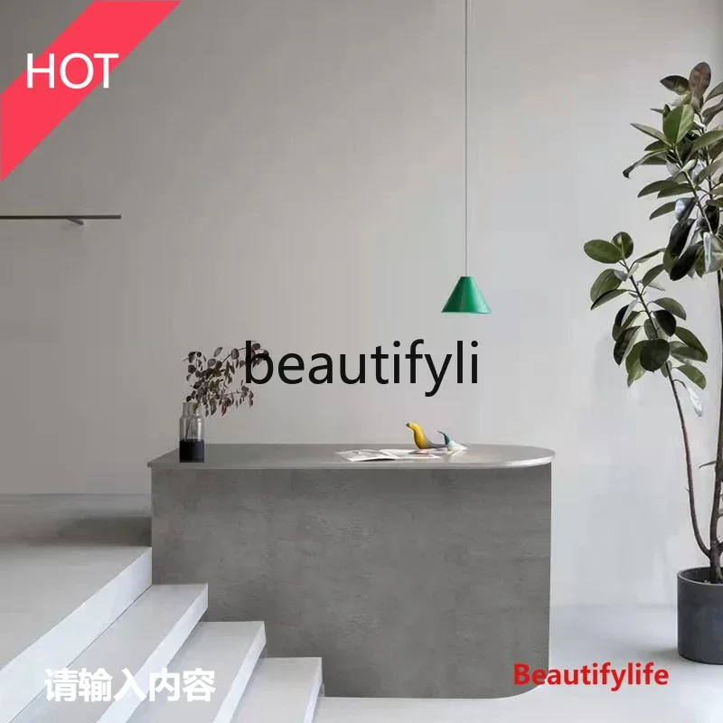 

Asmt14 ss ss Asmt03A Vintage Nostalgic Stainless Steel Curved Creative Company Reception Desk Beauty Salon Cashier Counter Bar C