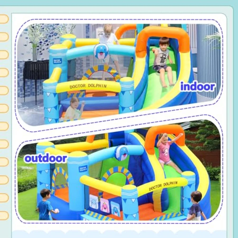 Inflatable Bounce House for Kids, Indoor Bouncy House, Inflatable Bouncy Castle, Kids Bounce House with Slide, Jump House Outdoo
