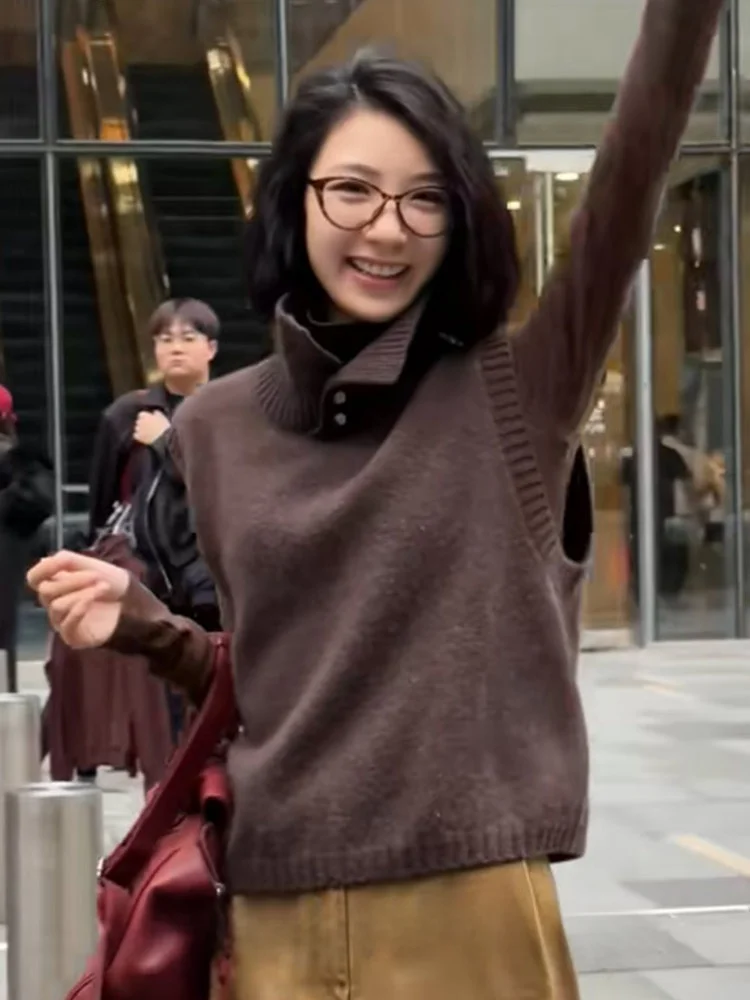 

Шикарный многослойный цветной трикотажный свитер, повседневный утягивающий топ, модный дизайн, однотонный байкерский жилет для женщин