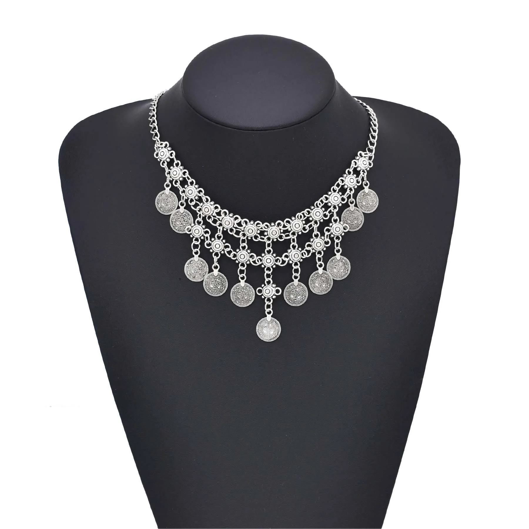 الغجر الأفغاني عملة شرابة قلادة للنساء التركية الغجر مهرجان الشاطئ عملة قلادة مخصص بوهو قلادة