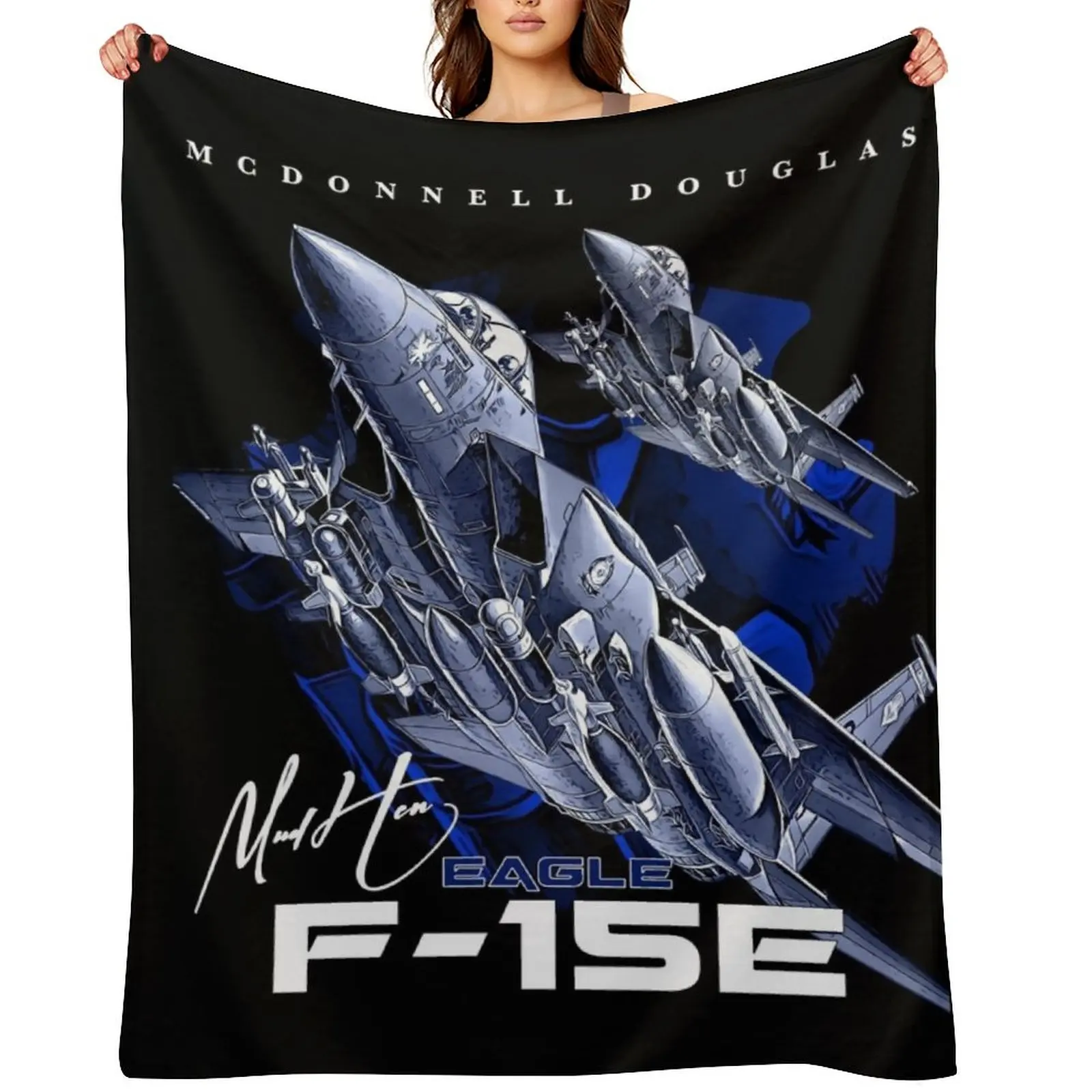 

F-15E Eagle Fighterjet Throw Blanket For Decorative Sofa Designers halloween Blankets