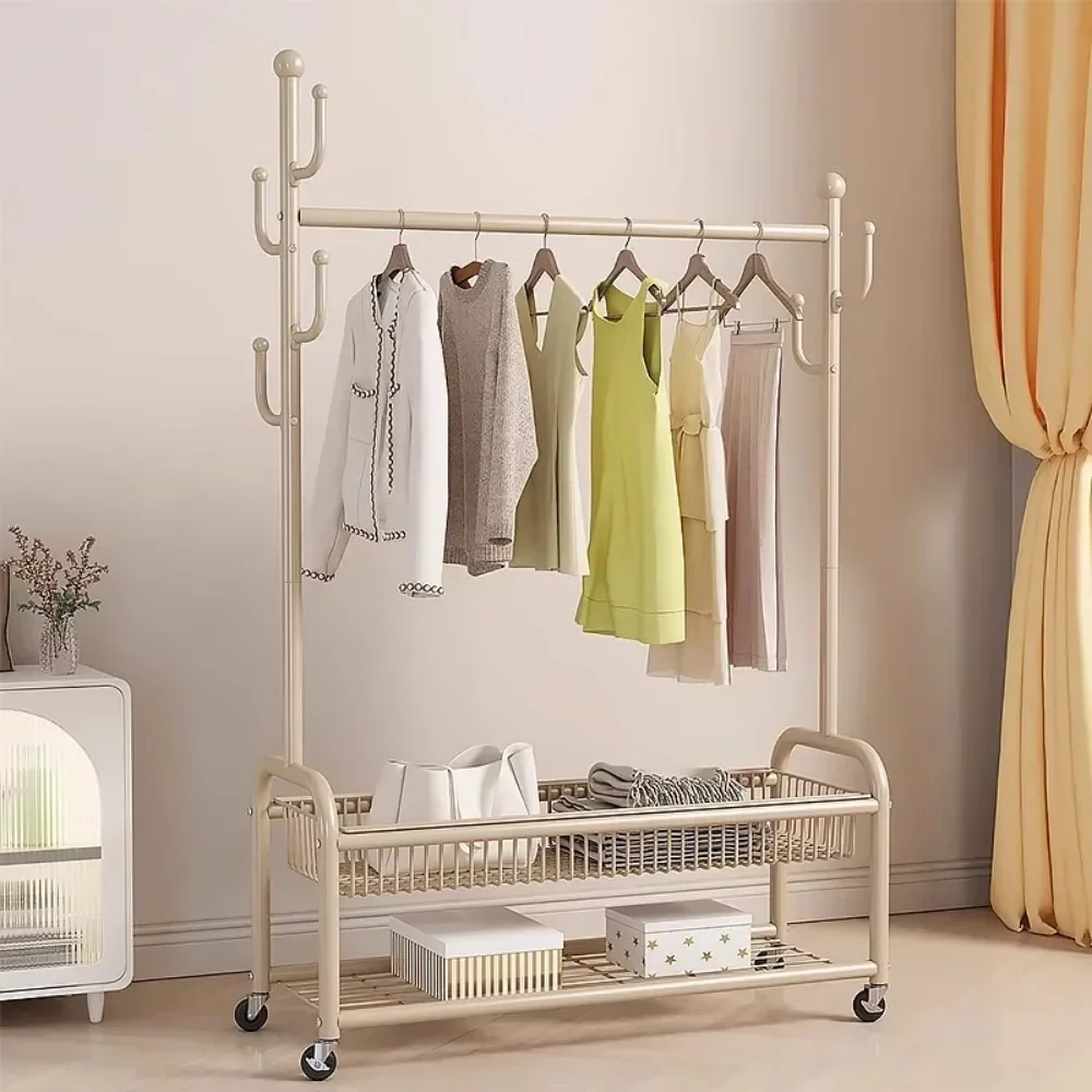 Perchero de pie metálico portátil para ropa, organizador de almacenamiento y secado, exhibidor de ropa, decoración del hogar
