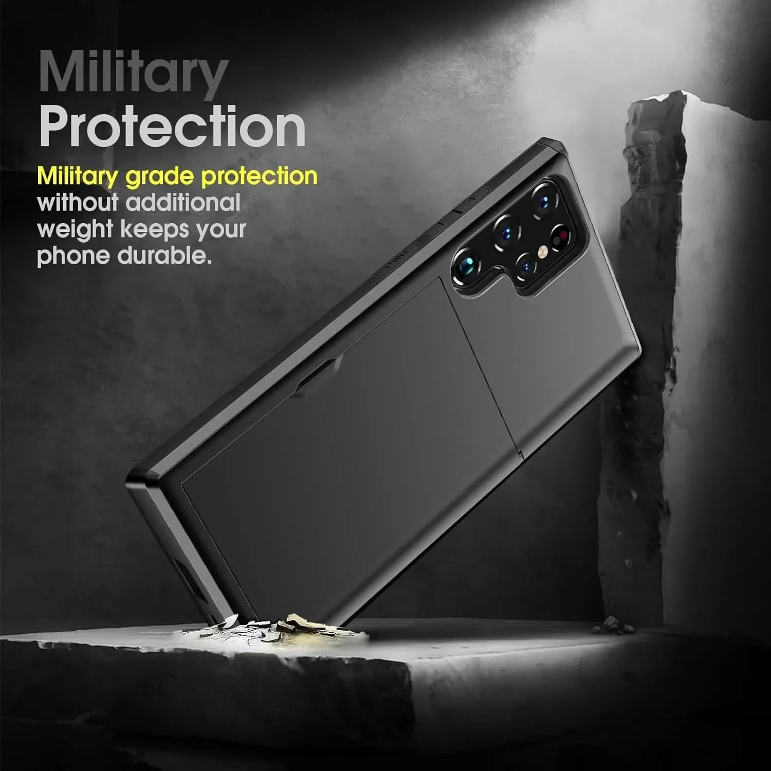 Case For Samsung Galaxy S24 Ultra S23 S22 Note 20 S23 FE Wallet Card Holder Slide Slot Slim Hard PC Heavy Duty Protective Covers