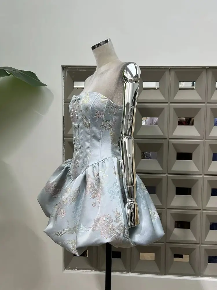 Robes sans bretelles pour femmes, élégantes, brodées de perles, rétro, Sexy, Vintage, robes de Festival de célébrités, tenue d'anniversaire, nouvelle collection