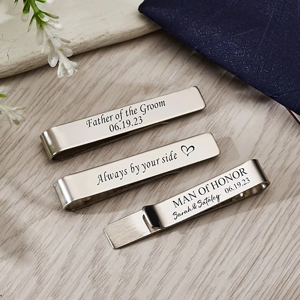 

Personalized Engraved Stainless Steel Men's Tie Clip Logo To Map Custom Lettering For Father And Boyfriend Wedding Gifts