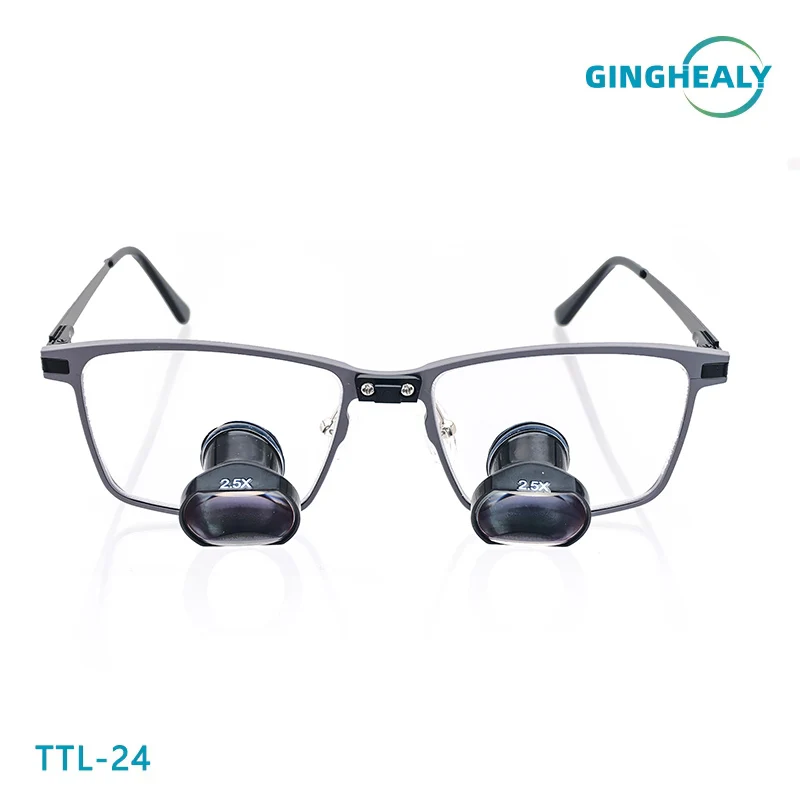 

Лупы Ginghealy 24 TTL Galilean 2.5X/3.0X/3.5X с индивидуальной настройкой IPD, стоматологические хирургические лупы с прозрачными квадратными линзами и титановой оправой