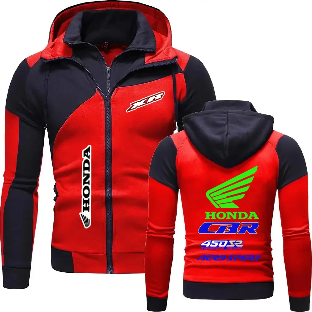 

Honda CBR Racing Team Full Zip Hoodie Blue Black Patchwork Motorcycle Fan Sportswear Casual Outdoor Hooded Jacket For Men