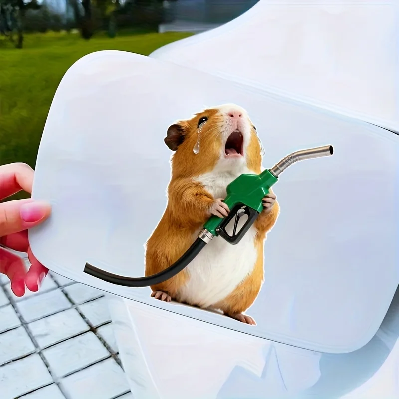 

Crash Working Guinea Pig Car Sticker, Self-Adhesive Fuel Tank Cap Decal, Easy to Apply & No Residue