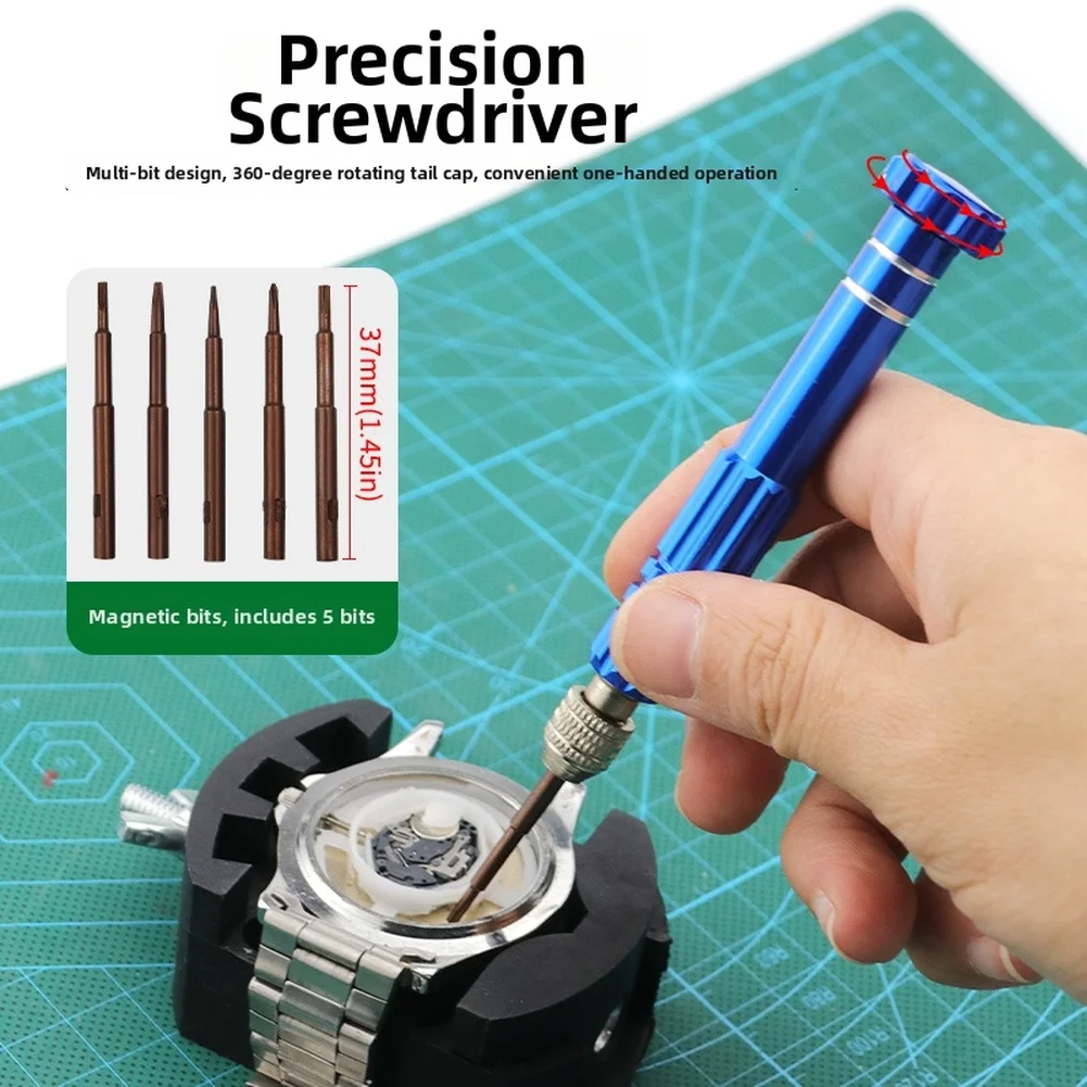 11 Piece Watch Repair Tool Kit Blue Alloy Case Opener Screwdriver Spring Bar Remover Set For DIY Battery Replacement And Band Ad