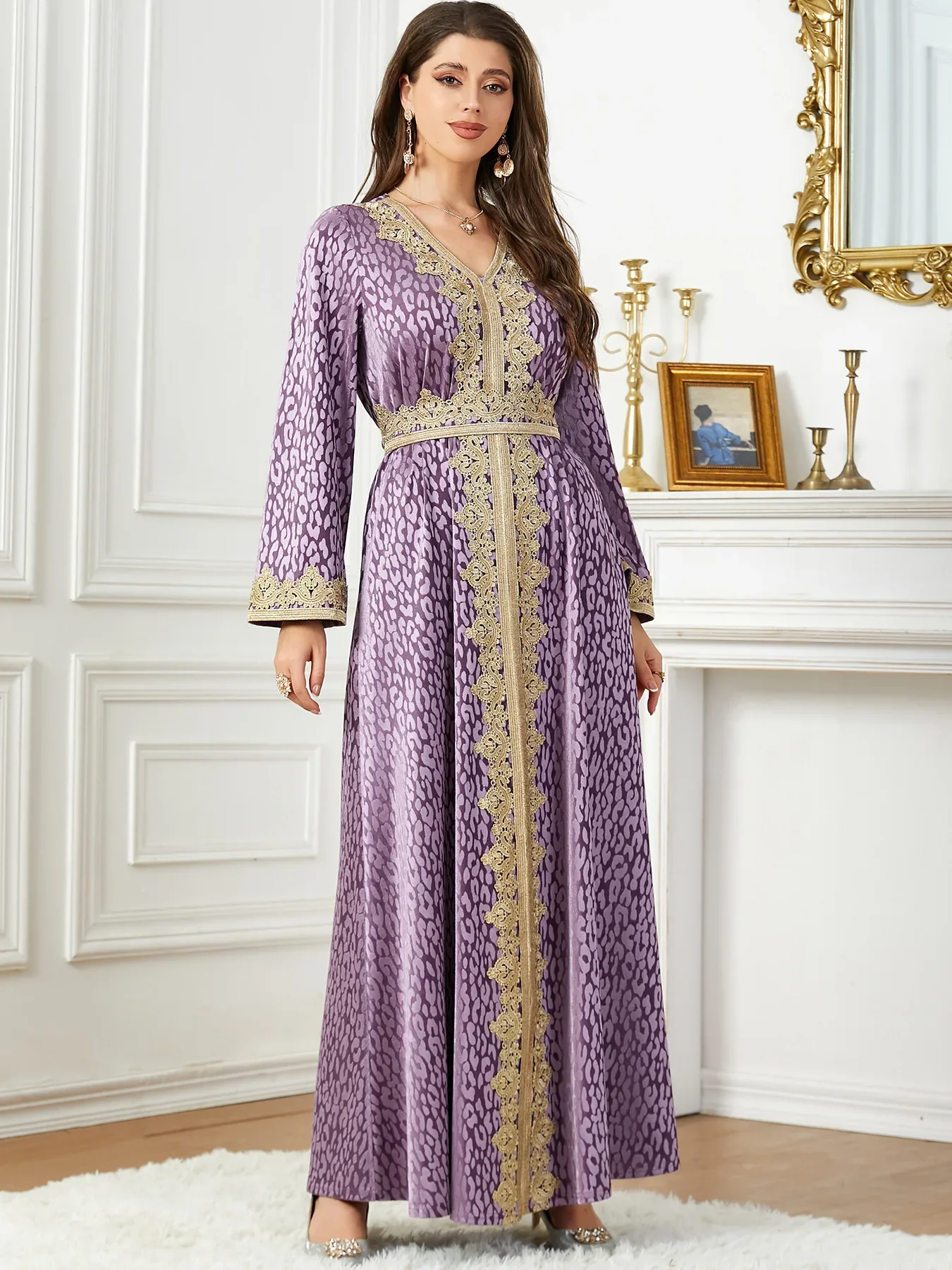 Abaya Eid Muslim Women Party Dress Sashes Ramadan Autumn Winter Velvet Long Dresses Vestidos Arab Long Robe Dubai Jalabiya 2024