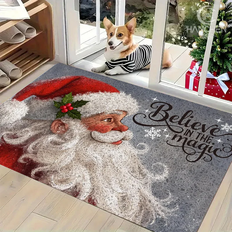 Holiday Xmas Floor Mat Adorable Kittens Wearing Festive Sweaters and Santa Hats Winter‑Vibe Graphic Decor Rug Home Entryway Mat
