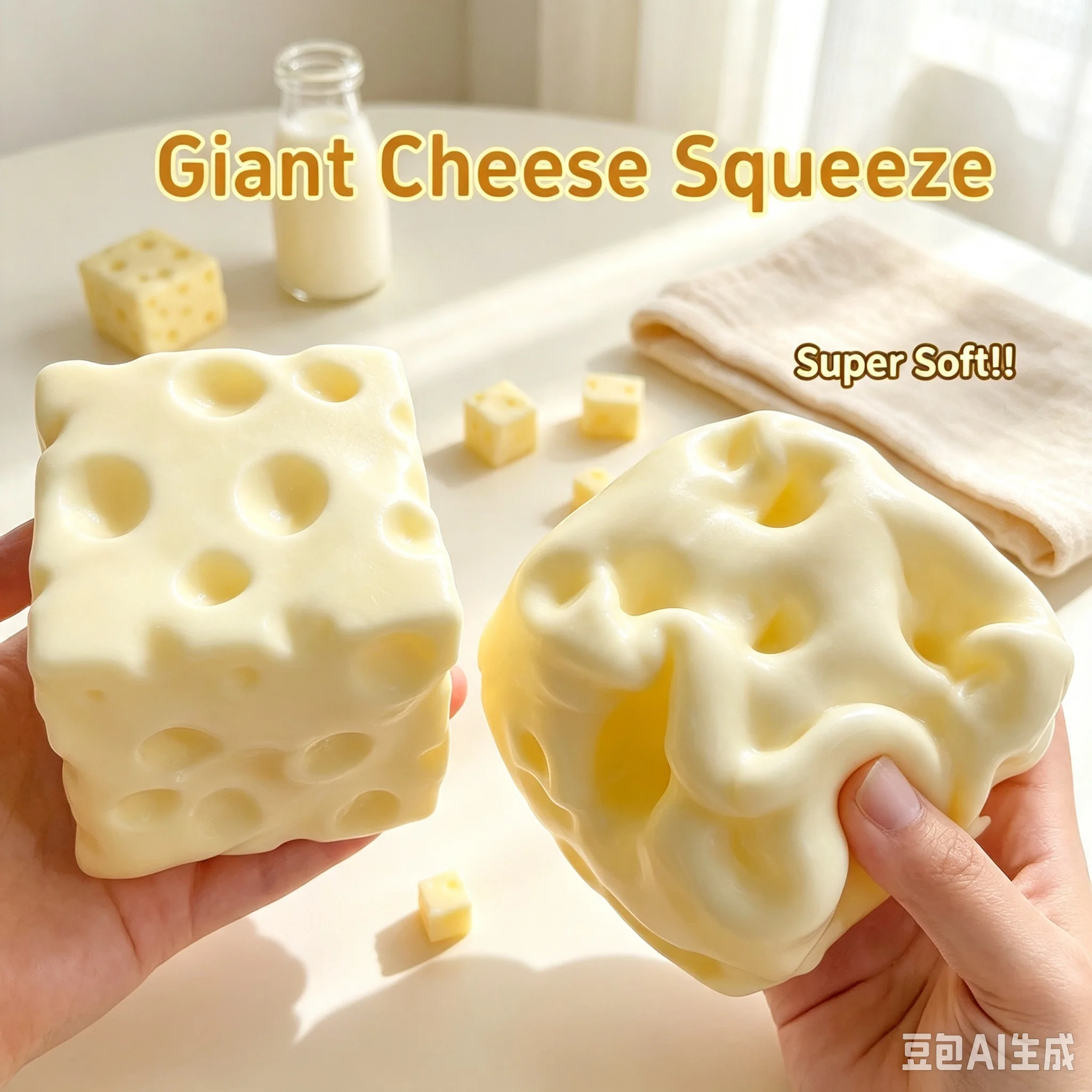Vaseline Filling Giant Hole Cheese Squeeze Toy  Moldable Fidget Toy Soft Non Rebound Squishy ASMR Sensory Toy Stress Relief Gift
