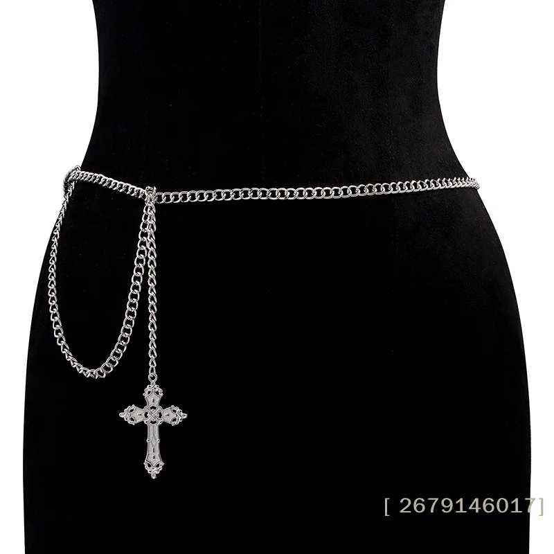 {YY26} Punk Gothic Cross Waist Chain JK Skirts Accessories For Women Girls Body Chain Simple Cross Waistband Pants Chain〔YY26〕