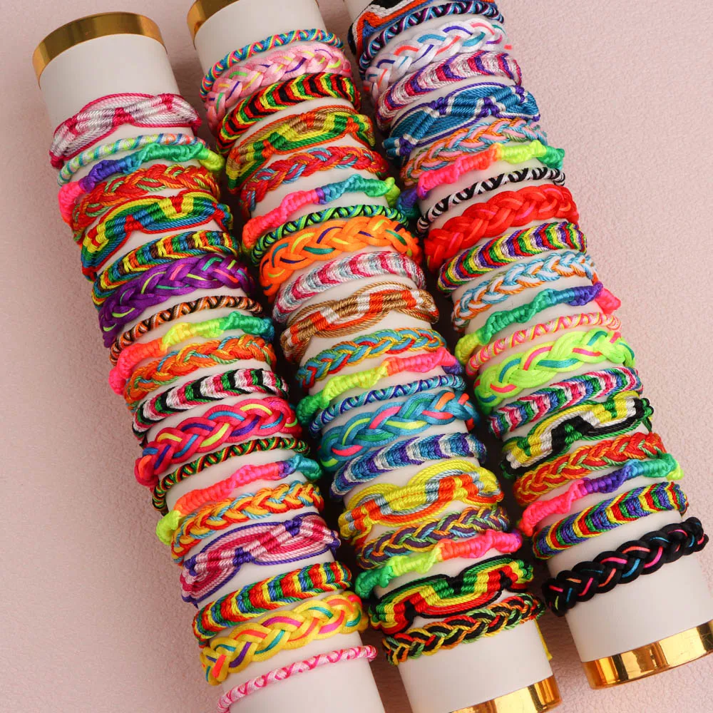 10/20/30/50Pcs/Lot Vintage Bohemia Style Weave Multicolor Rope Friendship Bracelets Wristband Jewelry For Women Men Lovers Gifts