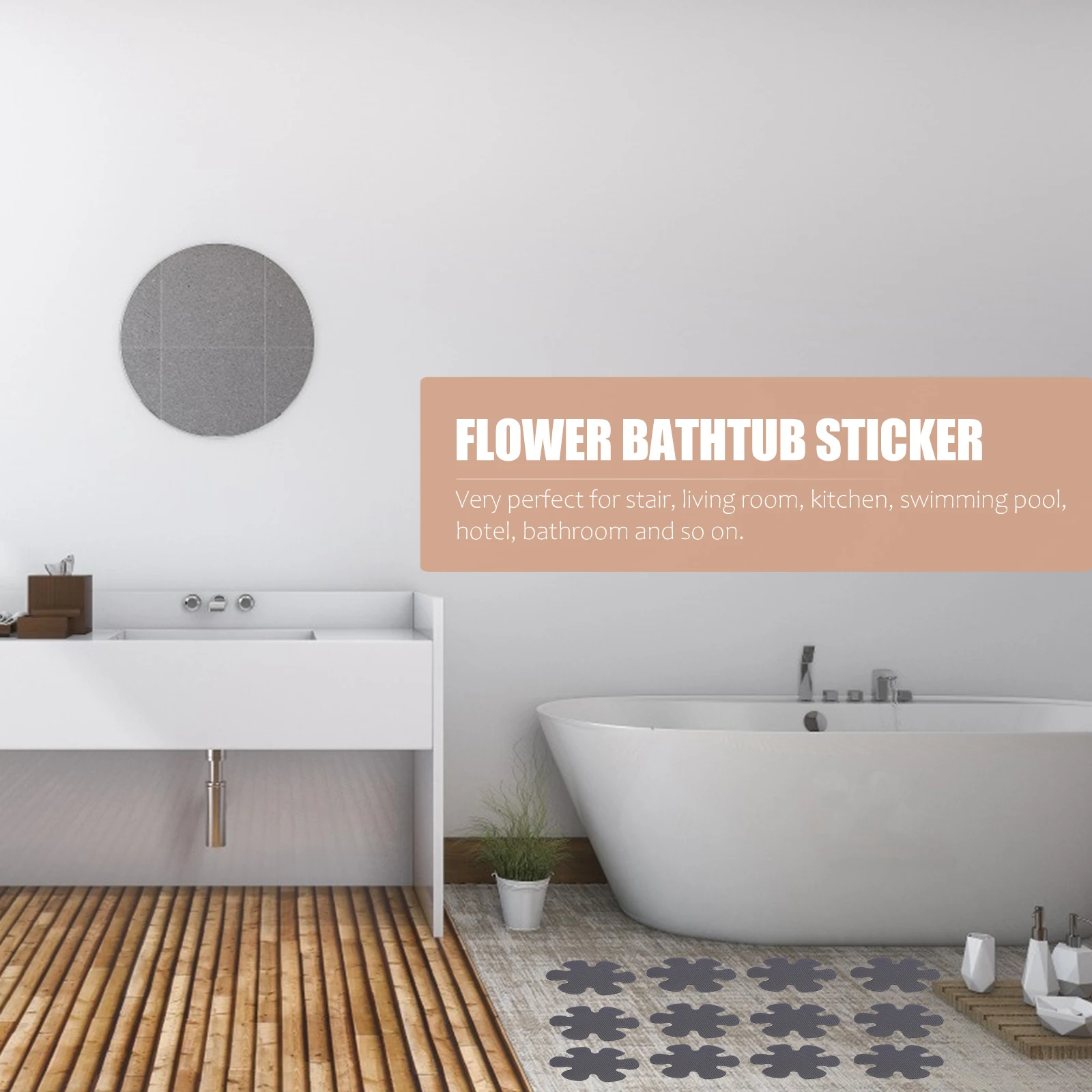 

20 Pcs Non-slip Stickers Bath Tub Decals Water Proof Bathtub Shower Black Flower Child