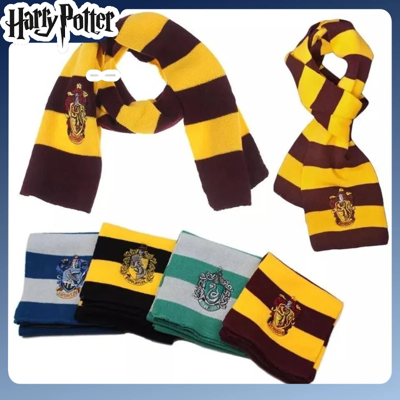 Haries Hogwarts bufanda Gryffindors Ravenclaw Hufflepuffs Slytherins escuela de magia insignia chal cálido invierno Halloween Cosplay