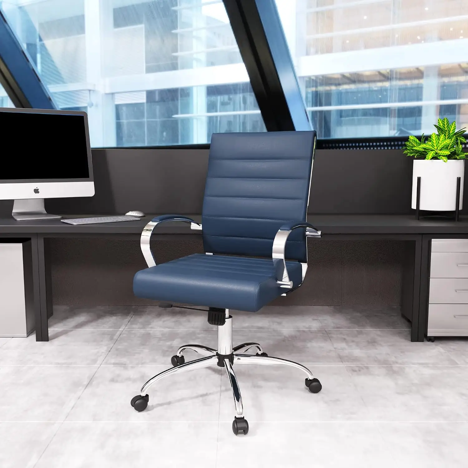 Ergonomic Leather Office Chair Swivel Adjustable Height Lumbar Support Tilt Lock Cushioned Seat Home Task Chair, Customized