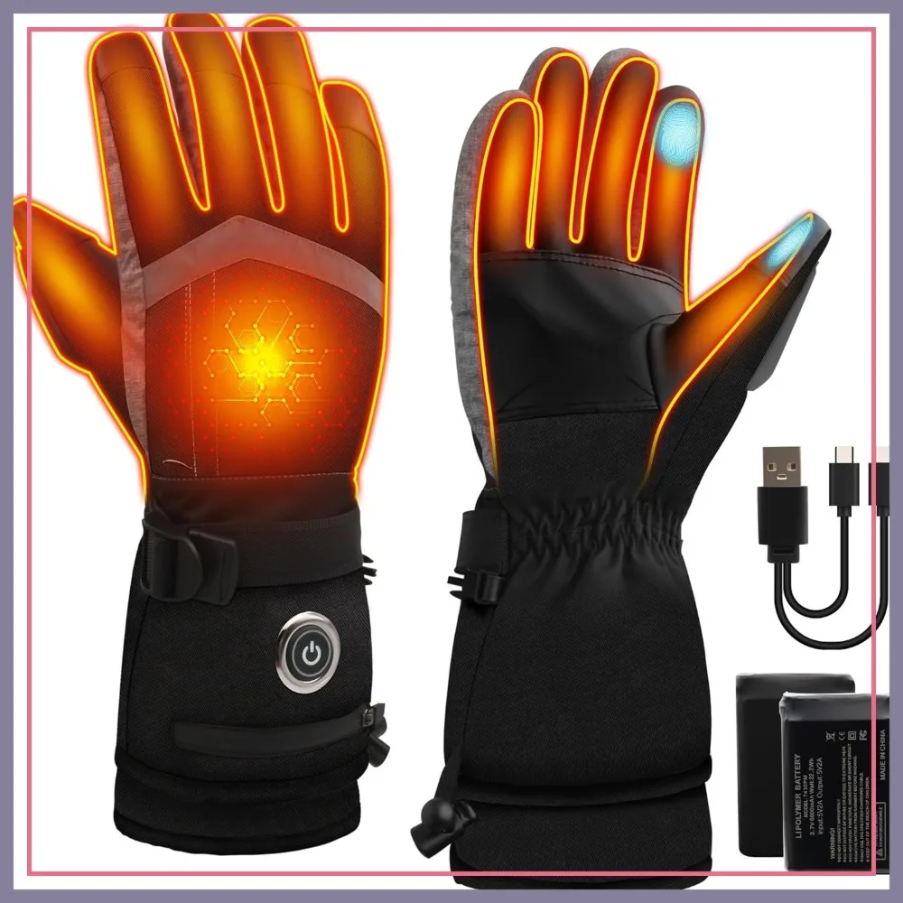 

Rechargeable Heated Gloves 5V 6000mAh Electric Ski Gloves Waterproof Windproof for Men Women