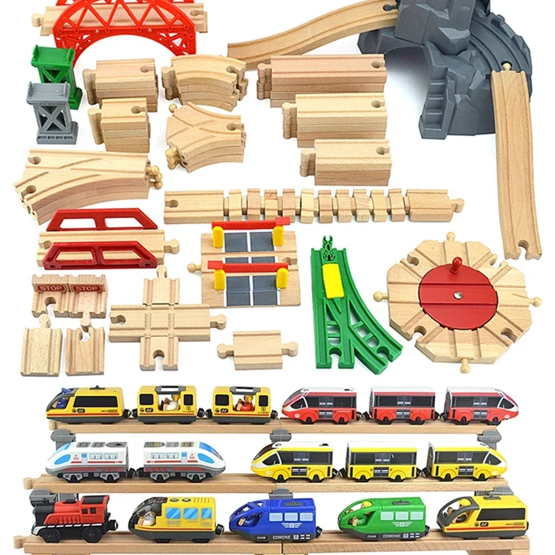Wooden Track Railway Model Toys Beech Wood Train Rails Traffic Light Accessories Fit Biro Brand Wooden Tracks Toys for Kids City