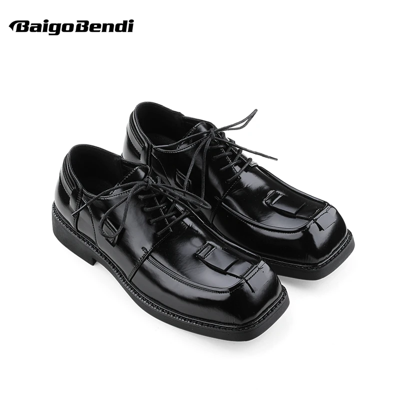 Ruffian Street Corner Cool Boys Simple Special Oxfords Pure Black Young Men's Concise Leather Shoes