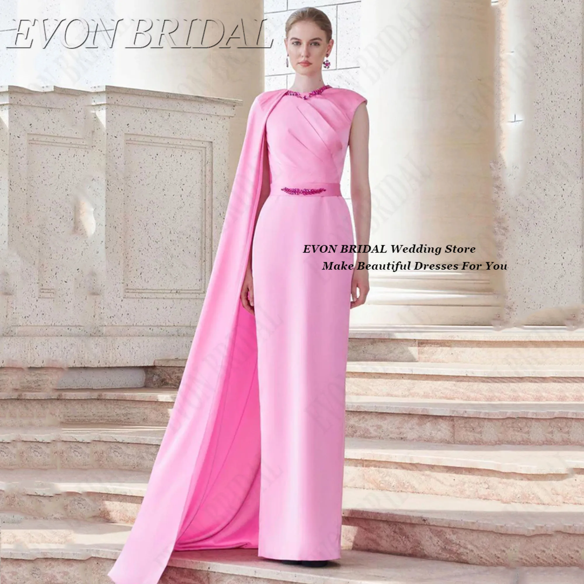 

EVON BRIDAL розовое бальное платье с накидкой, изысканные вечерние платья для красной ковровой дорожки 2025 для свадьбы, женское пышное церемониальное платье на заказ
