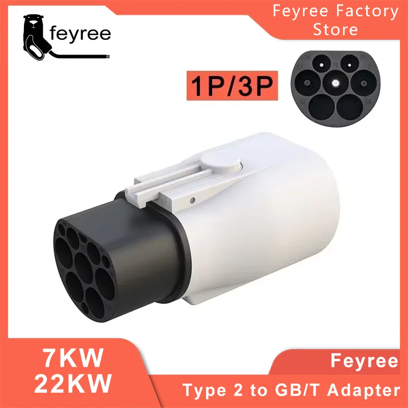 Feyree EV-Ladegerät-Adapter Typ 2, IEC 62196-2 auf GB/T-Konverter zum Aufladen von Elektrofahrzeugen nach China, Standard-Elektrofahrzeugen, 16 A,