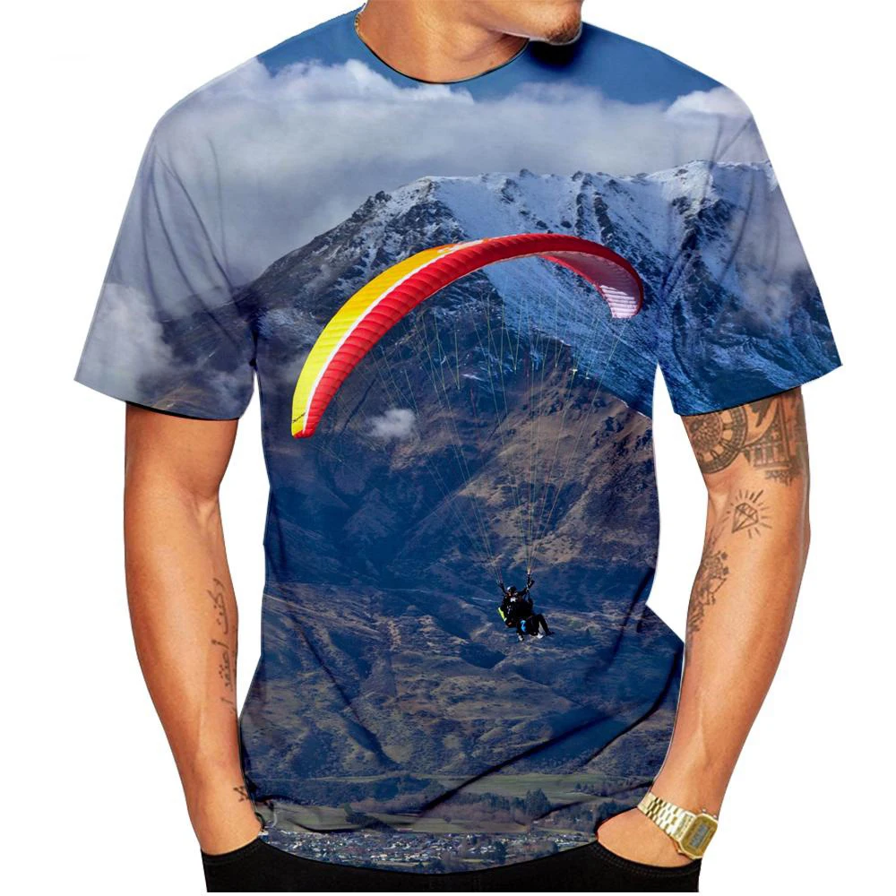 New Extreme Sports Paraglider 3D Print T-Shirts Summer Men Women Short Sleeve T Shirt Oversized Harajuku Tees Tops Kids Clothing