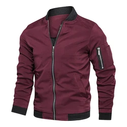 Frühling Herbst Herren Bomberjacke Lässige leichte Jacke für Männer Sport Windjacke Reißverschlussmantel mit Taschen Kleidung