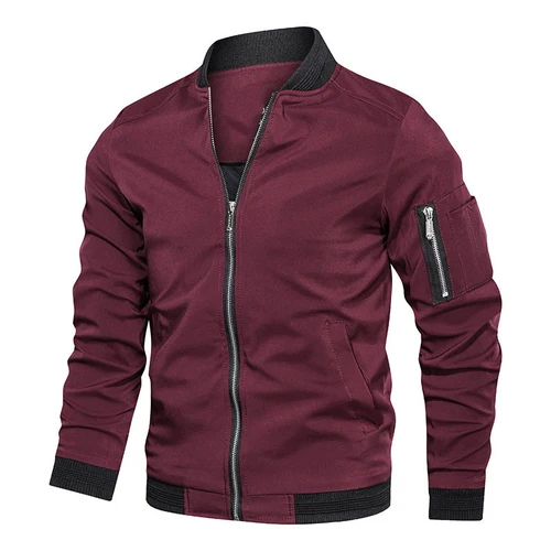 Chaqueta Bomber de primavera y otoño para hombre, chaqueta ligera informal para hombre, cortavientos deportivo, abrigo con cremallera y bolsillos, ropa