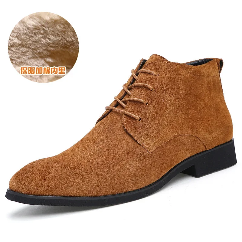 Genuine Leather Men\'s Boots 2024  British Style Men Leather Shoes Comfortable Wear-resistant Male Casual Boots Botas Para Hombre