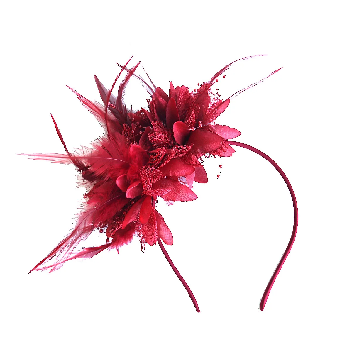 Elegant Wedding Feather Flowers Headband Hair Fascinators Headdress for Woman Kenta Derby Cocktail Party Headband Accessories