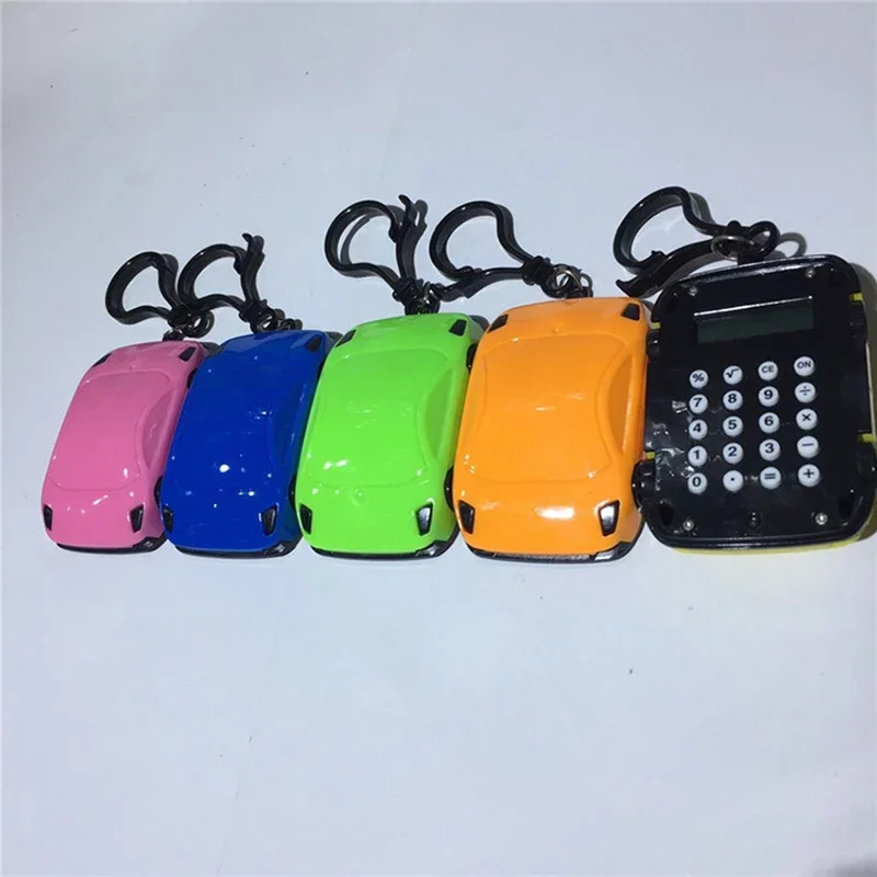 Pocket Size Calculator 8 Digit, Cartoon Cute Keychain Calculator, Car Shape, LCD Display, Mini Calculator with Key Buckle