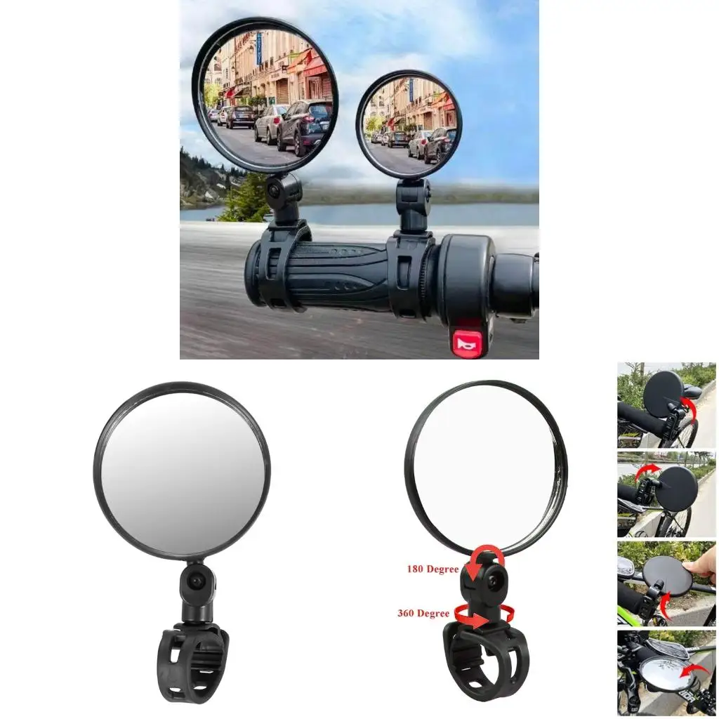 

360 Degree Adjustable Rearview Mirror For Bicycles Bike Wide Safety Lens