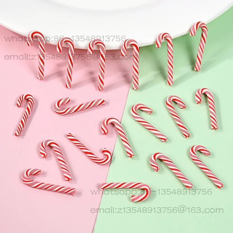 10/20 Mini Resin Red and White Cane Hanging Ornaments Christmas DIY Handmade Home Holiday Decorations