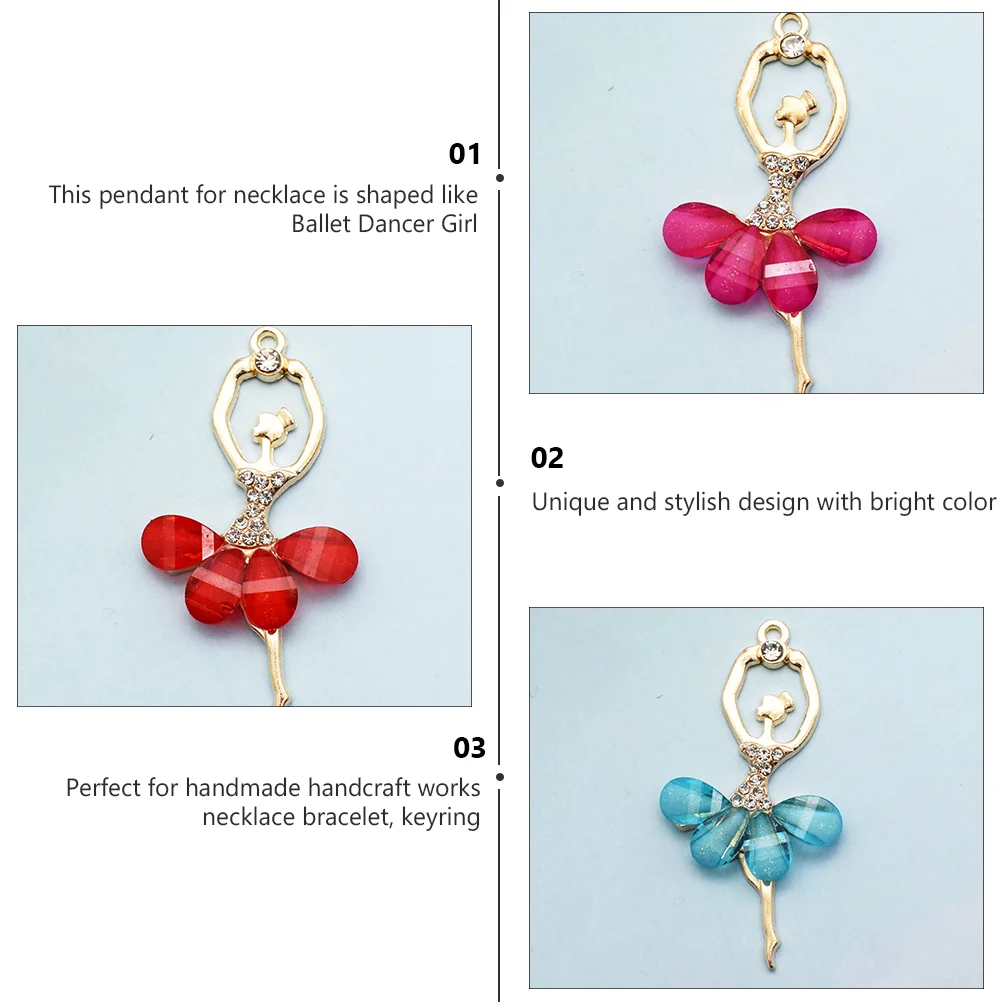 14 Pcs Ballet Girl Pendant Sweater Chain for Jewelry Making Bracelet Pendants Crystal Dancer Handmade Charm Alloy DIY Charms