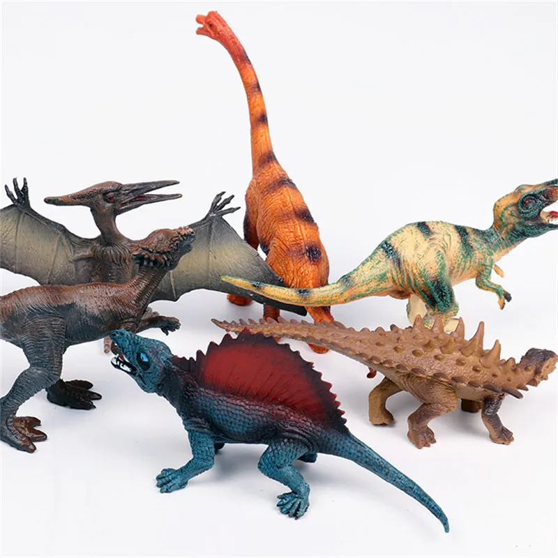 Jurassic Dinosaurs Tyrannosaurus Rex Triceratops Brachiopterosaur Pterosaur Spinosaurus Model Action Figures Collection Kids Toy