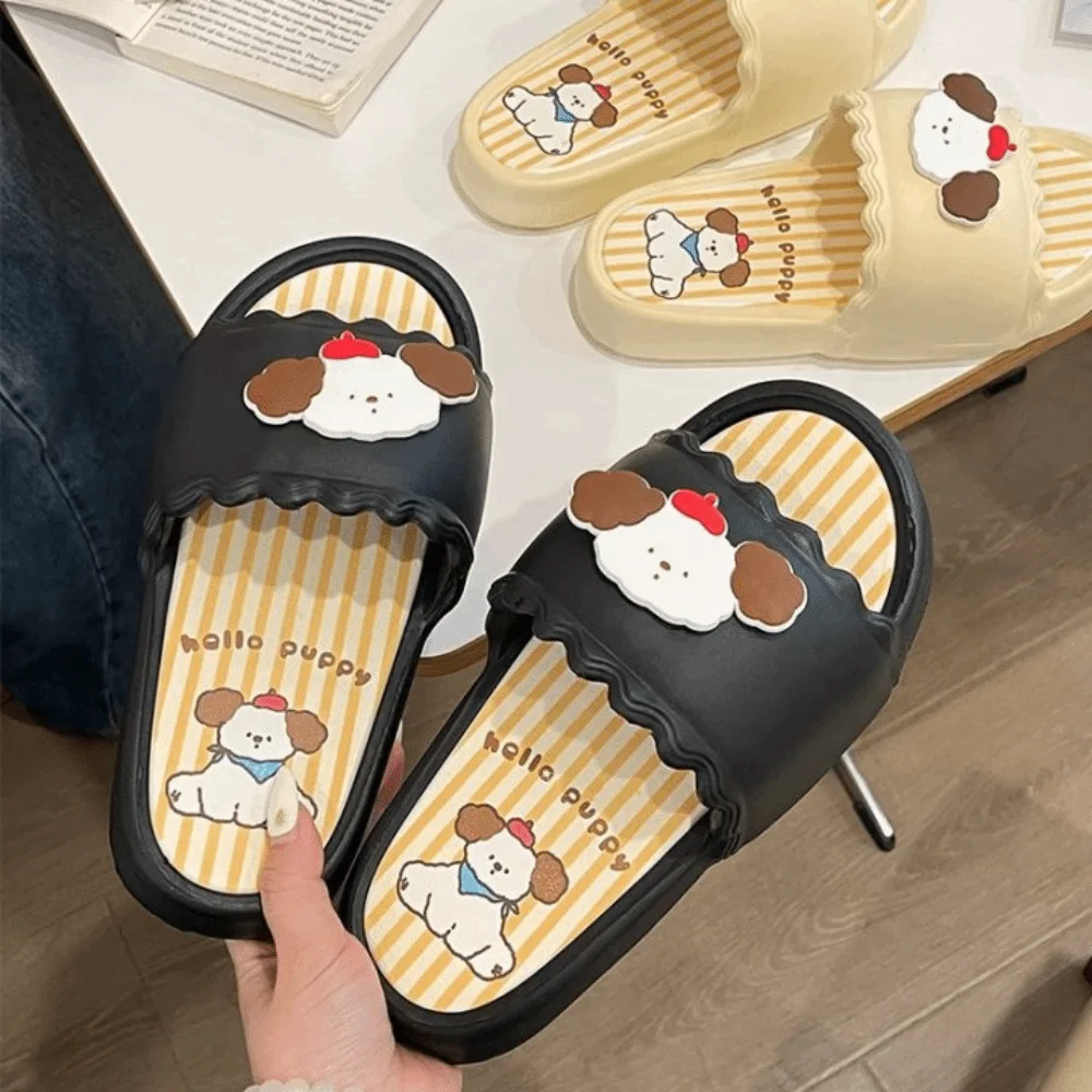 Верхняя обувь Y2K, тапочки для щенков, женские тапочки на толстой подошве с рисунком собаки, нескользящие толстые шлепанцы на платформе, женские сандалии