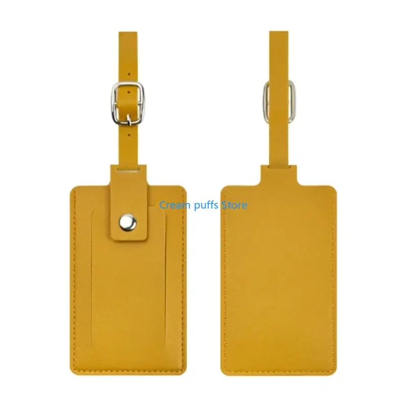 50LE Elegant PU Leather Bag Labels With Replaceable Card And Strong Metal Fastener