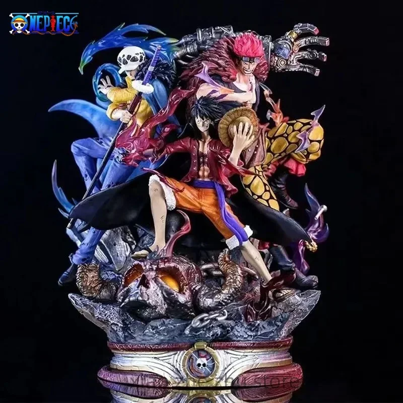 22cm One Piece Anime Figure Luffy Law Eustass Kid The Island Of Ghosts Captains Statue Pvc Action Figurine Collection Model Toy